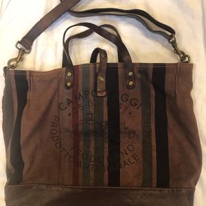 Campomaggi canvas and leather handbag